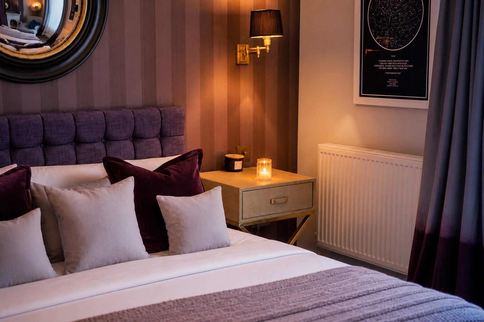 Principal bedroom with boutique-hotel styling