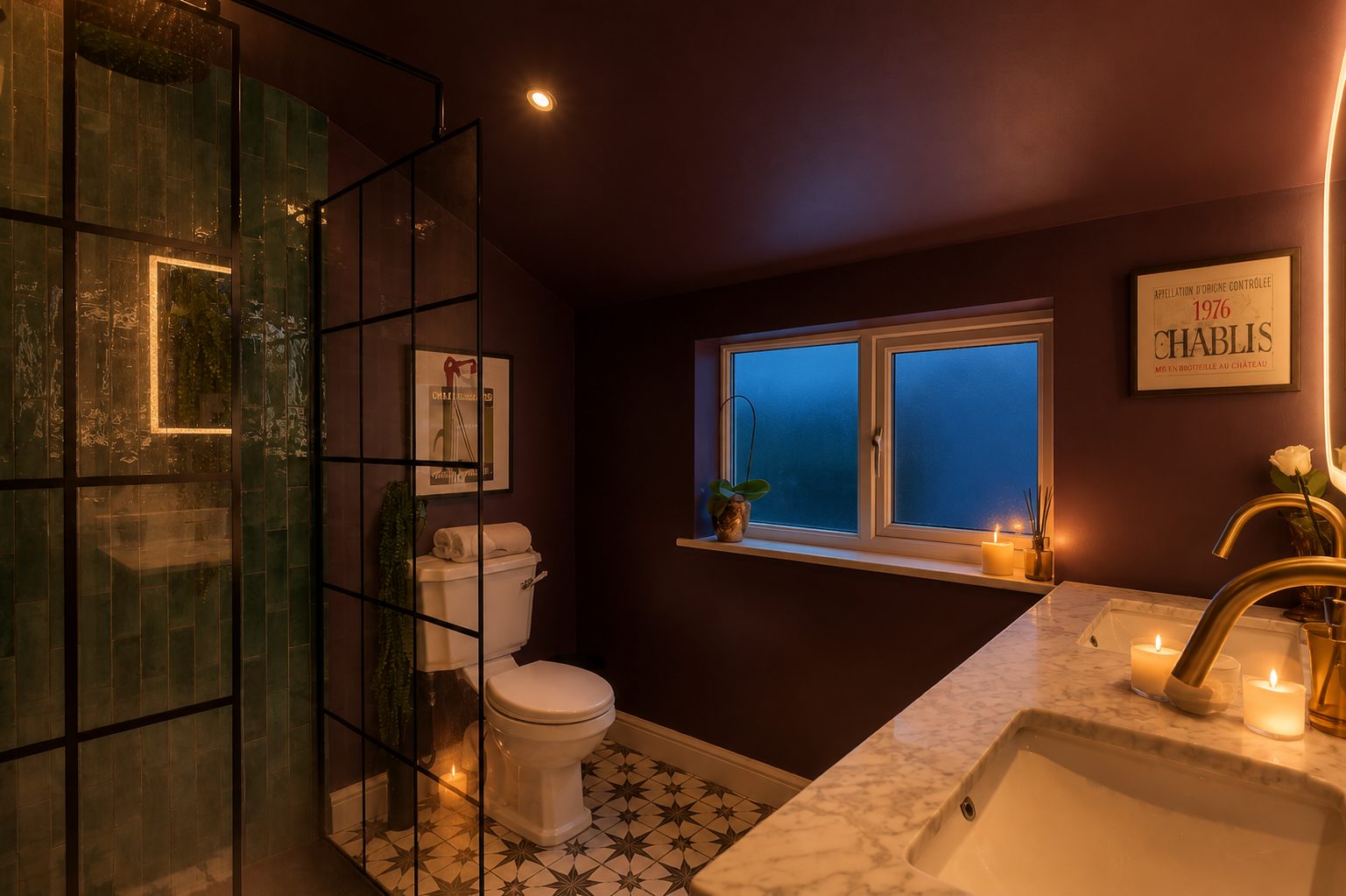 Marble-effect ground-floor shower room with Lusso Stone shower